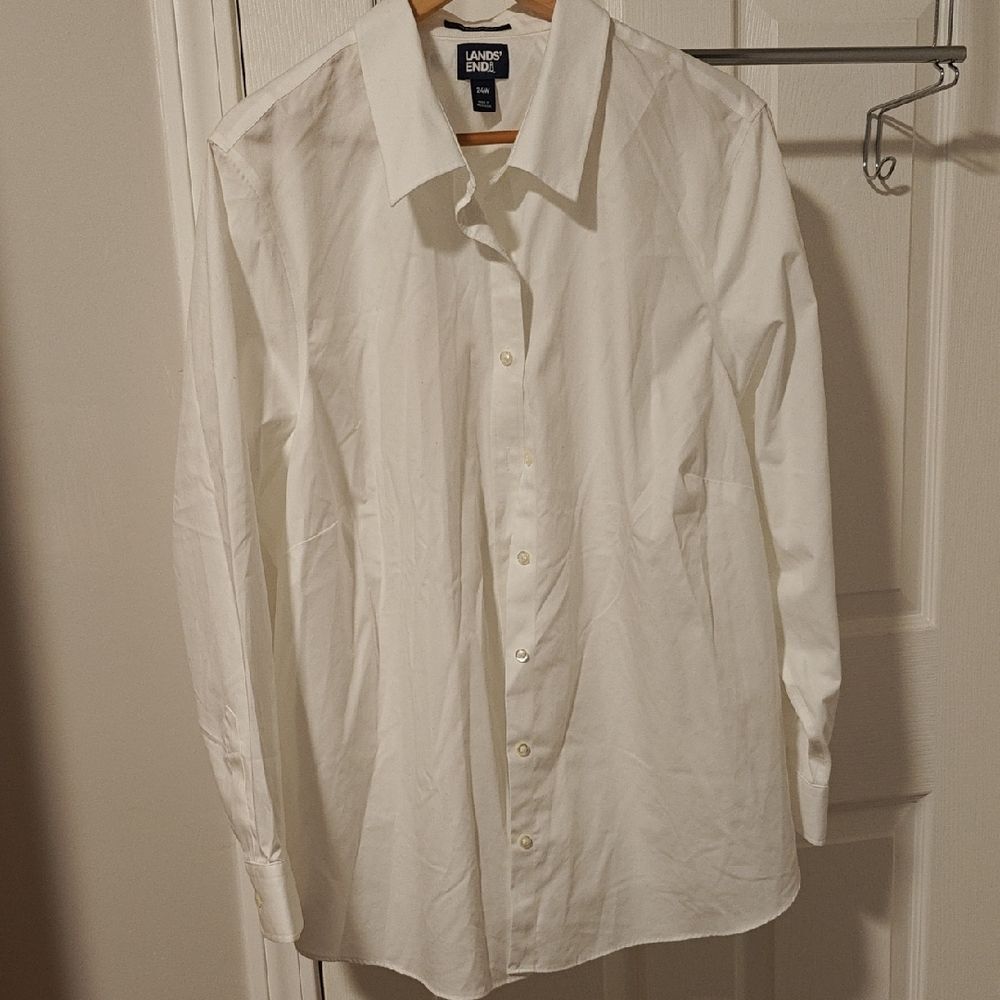 Lands' End Men's Classic White Dress Shirt
